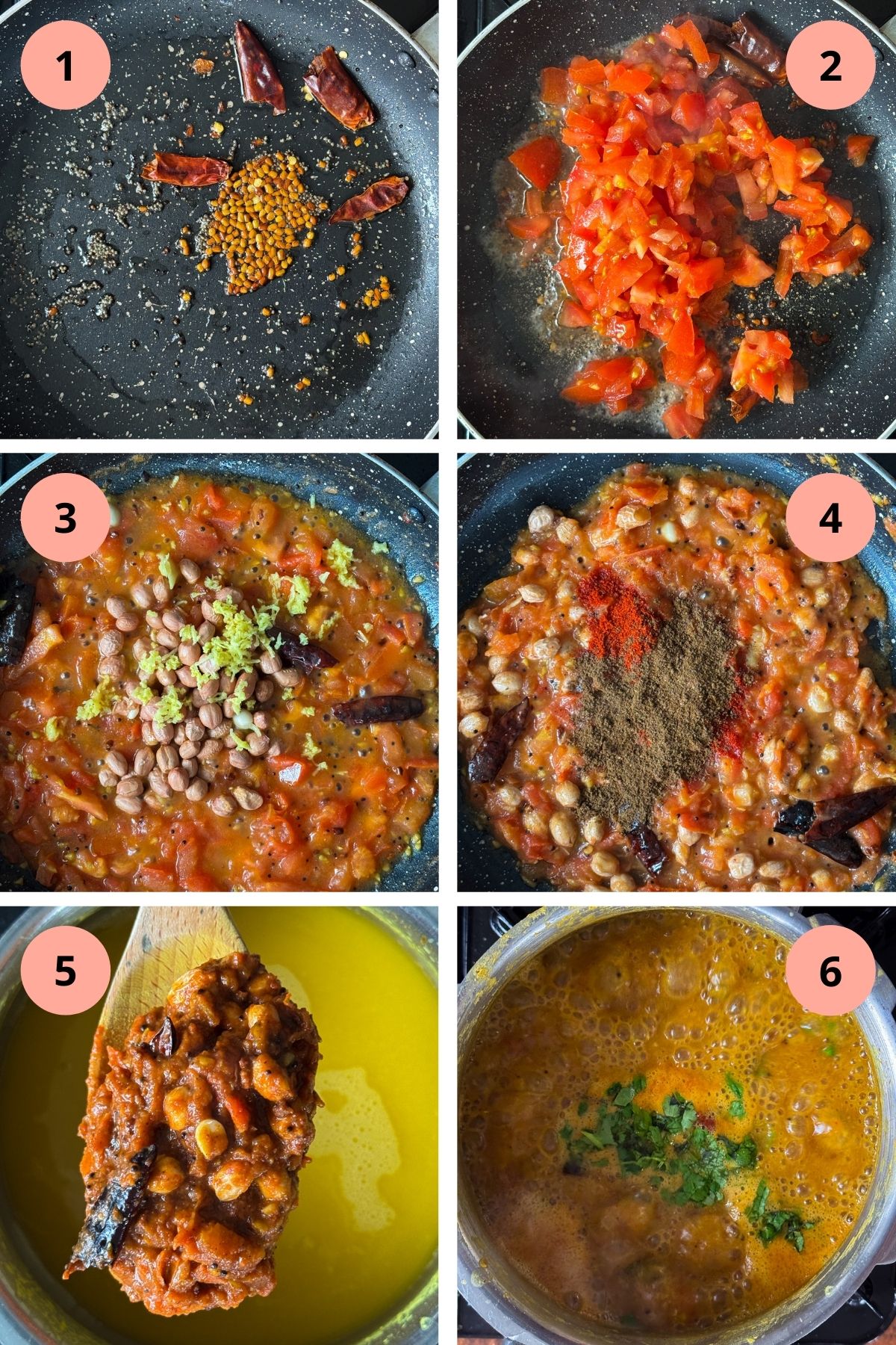 step by step summary images of how to make gujarati dal.
