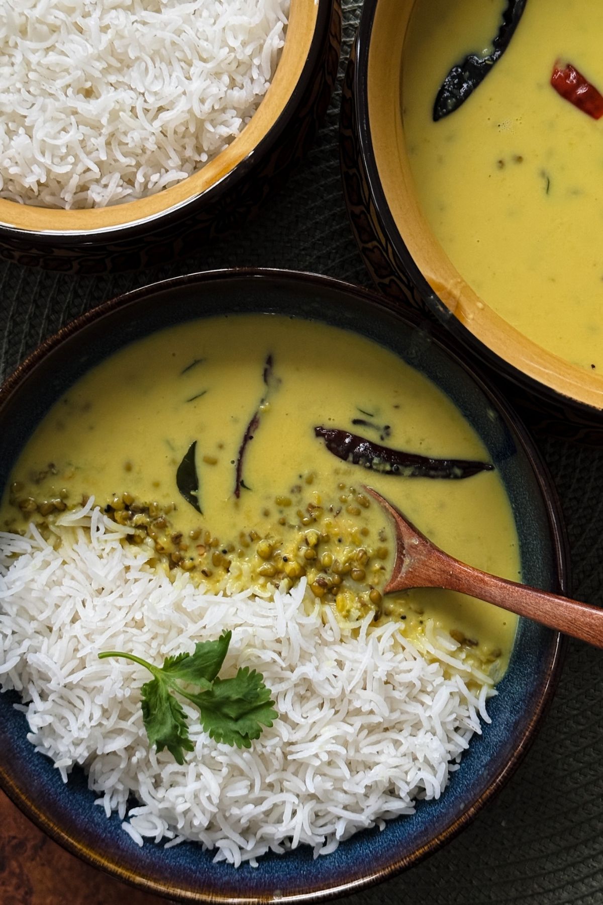 khatta mag ni kadhi served with rice