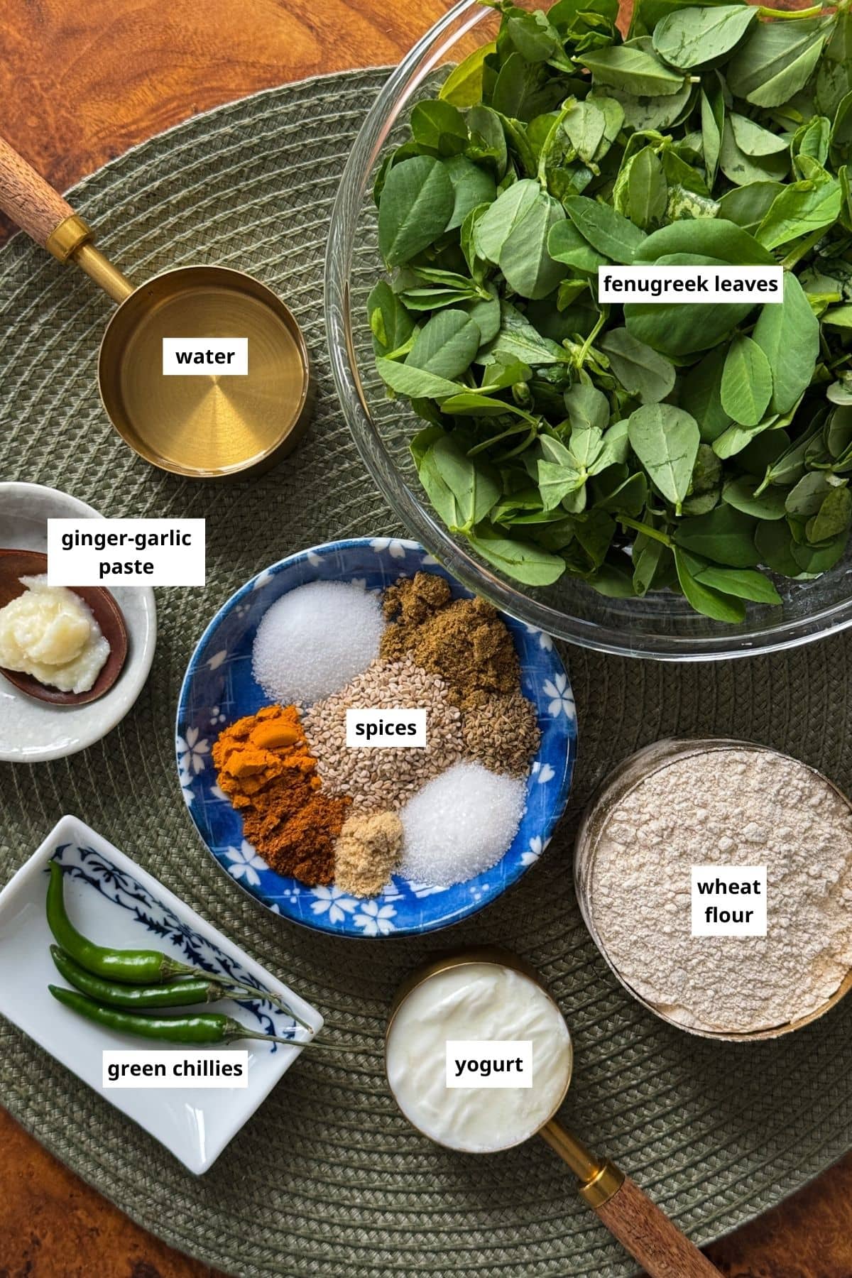 Ingredients to make Gujarati Thepla