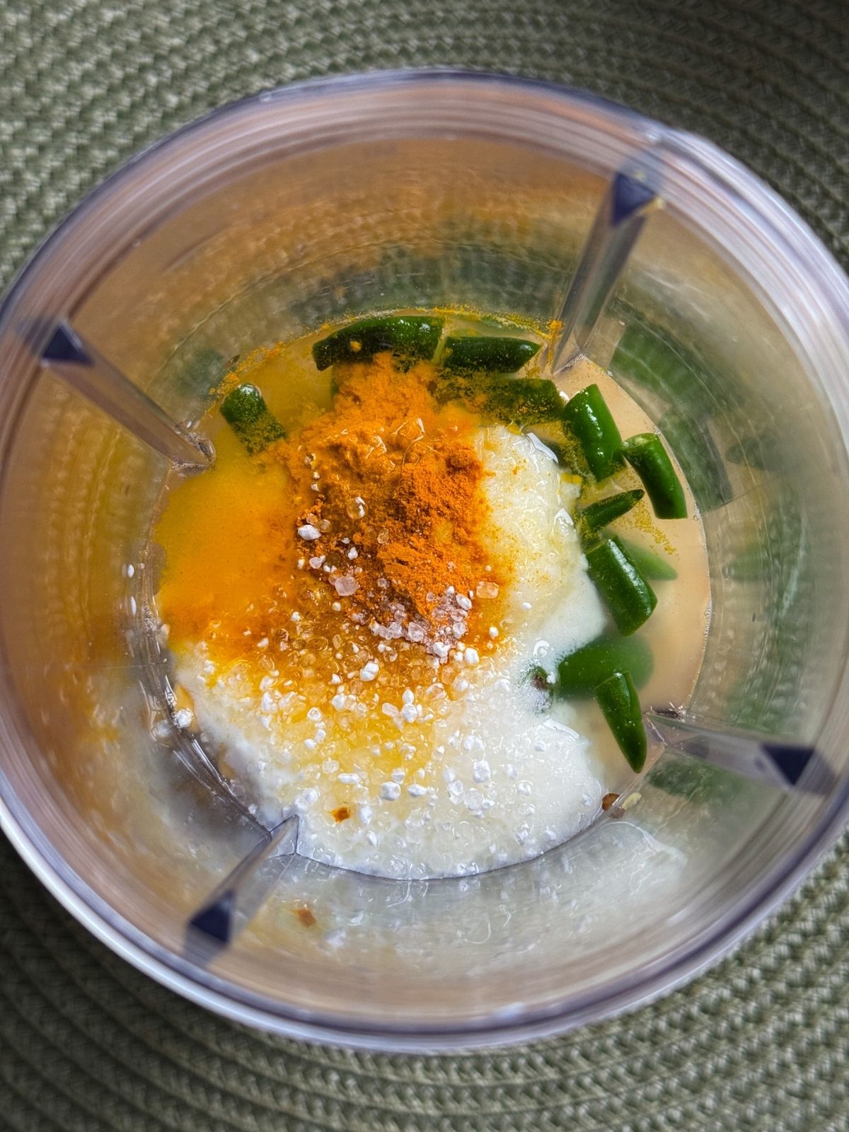 Blender Jar showing all ingredients in it